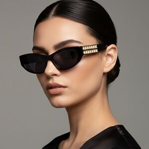 New! Givenchy Elegant Black Sunglasses with Crystals, GV40078I 01A, Authentic